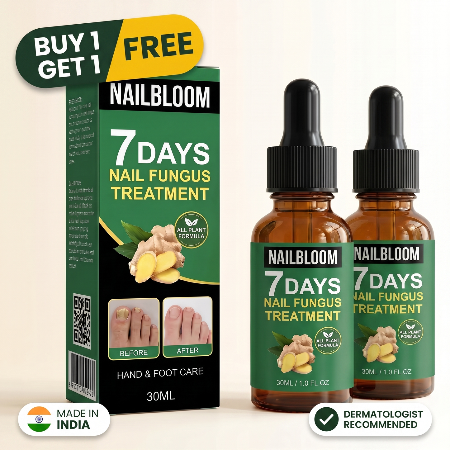 Nailbloom™ 7 Days Nail Fungus Treatment | Plant Based Drops | Buy 1 Get 1 FREE